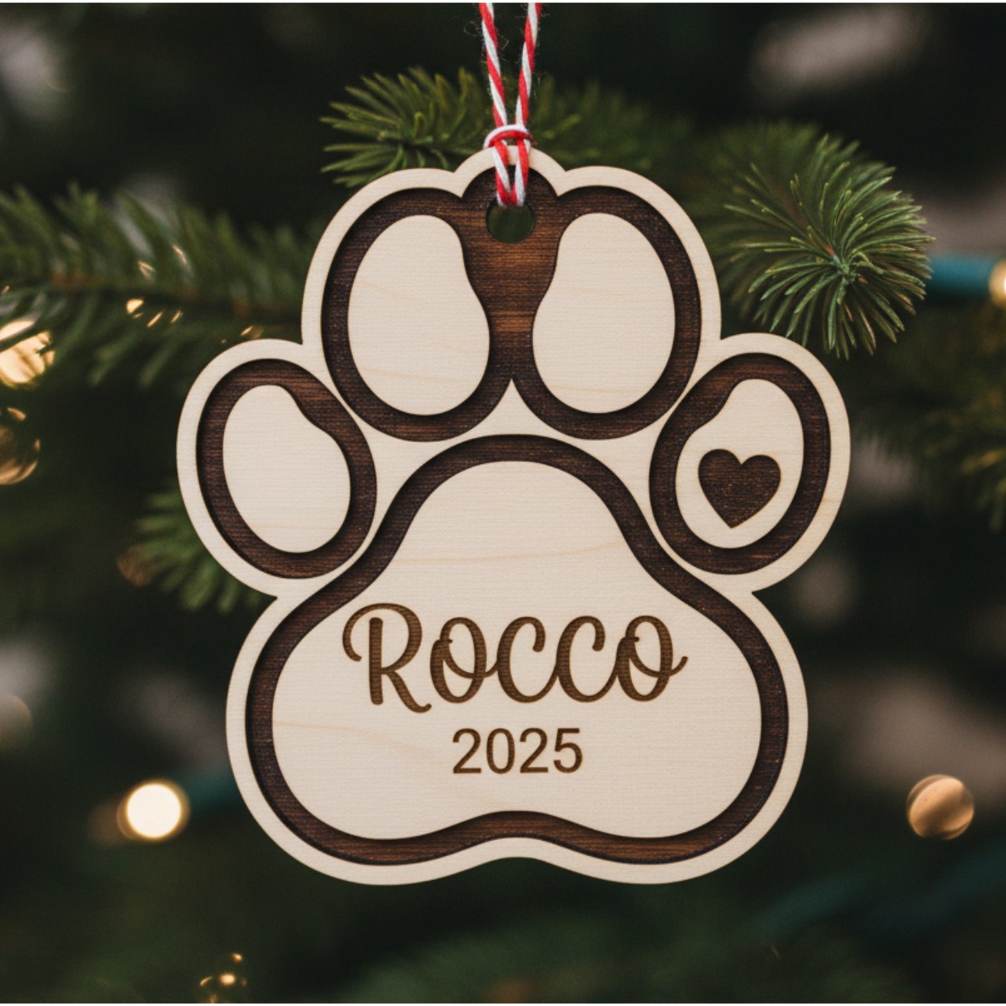 Personalized Dog Paw Christmas Ornament