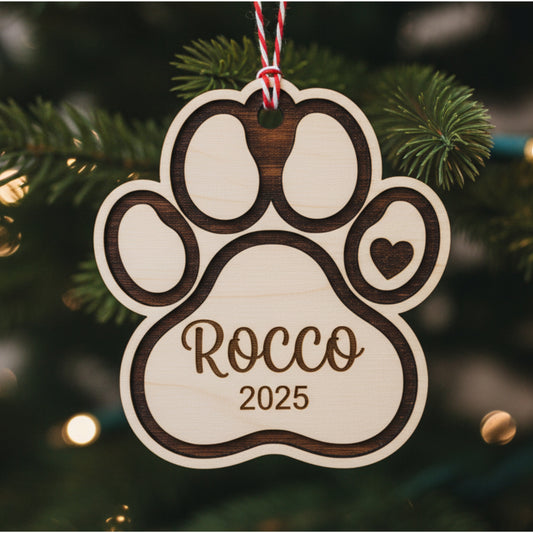 Personalized Dog Paw Christmas Ornament